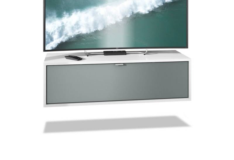 Vladon Lowboard Lana 1000 (TV-Kommode, mit Klappe), Weiß matt/Graphit Seidenmatt (100 x 29 x 37 cm) von Vladon