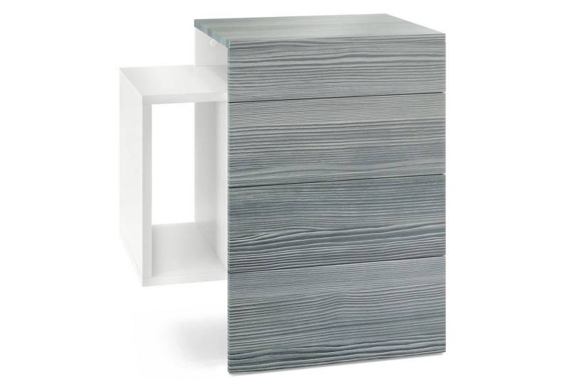Vladon Nachttisch Queens (Nachttischschrank mit 2 Schubladen, und 1 seitlichem Fach zur Wandmontage), Weiß matt/Avola-Anthrazit (60 x 63 x 36 cm) von Vladon