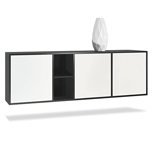 Vladon Kommode Cuba, Made in Germany, Schwarz matt/Weiß matt - Modernes Sideboard für Ihr Wohnbereich - (BxHxT) 182x53x35 cm von Vladon