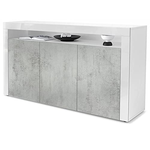 Vladon Sideboard Valencia, Made in Germany, Kommode mit 3 Türen und 1 offenem Fach, Weiß matt/Avola-Anthrazit/Weiß Hochglanz (155 x 92 x 40 cm) Vladon Sideboard Valencia, Made in Germany, Kommode mit 3 Türen und 1 offenem Fach, Weiß matt/Avola-Anthrazit/Weiß Hochglanz (155 x 92 x 40 cm) von Vladon