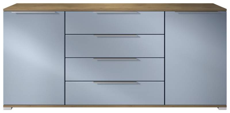 Vladon Sideboard Linio V2 (Moderne Kommode, mit 2 Türen & 4 Schubladen), Eiche Evoke/Denim matt, 166,5 x 75,5 x 35 cm (BxHxT) von Vladon