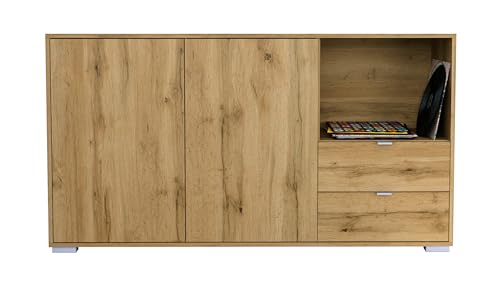 Vladon Sideboard Milano, Kommode mit 2 Türen und 2 Schubladen Eiche Evoke, Made in Germany, Korpus Eiche Evoke (152,5 x 83 x 37 cm) von Vladon