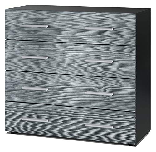 Vladon Sideboard Pavos, Kommode mit 4 Schubladen, Schwarz matt/Avola-Anthrazit (76 x 72 x 35 cm) von Vladon