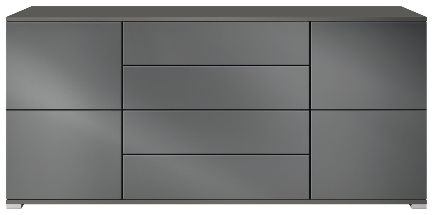 Vladon Sideboard Rova V2 (Kommode mit 4 Türen, 4 Schubladen, Made in Germany), Anthrazit matt/Graphit Seidenmatt (166,5 x 75,5 x 35) von Vladon