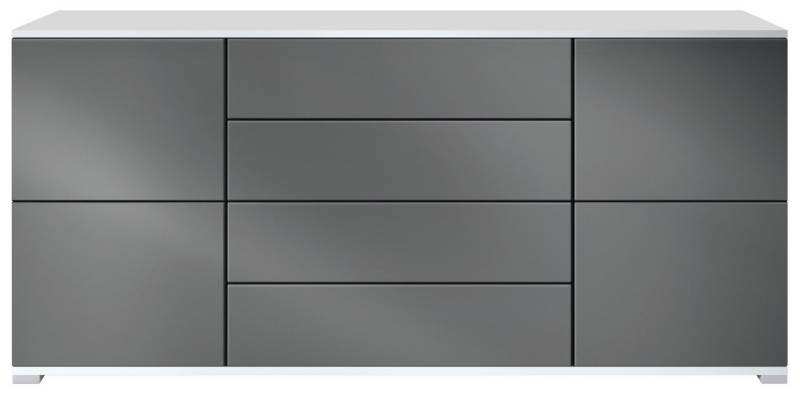 Vladon Sideboard Rova V2 (Kommode mit 4 Türen, 4 Schubladen, Made in Germany), Weiß matt/Graphit Seidenmatt (166,5 x 75,5 x 35) von Vladon