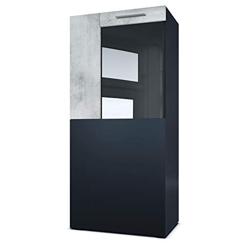 Vladon Stand-/Hänge Vitrine Movie, Schwarz matt/Beton Oxid Optik - Moderne Glasvitrine - (BxHxT): 51 x 110 x 31 cm von Vladon