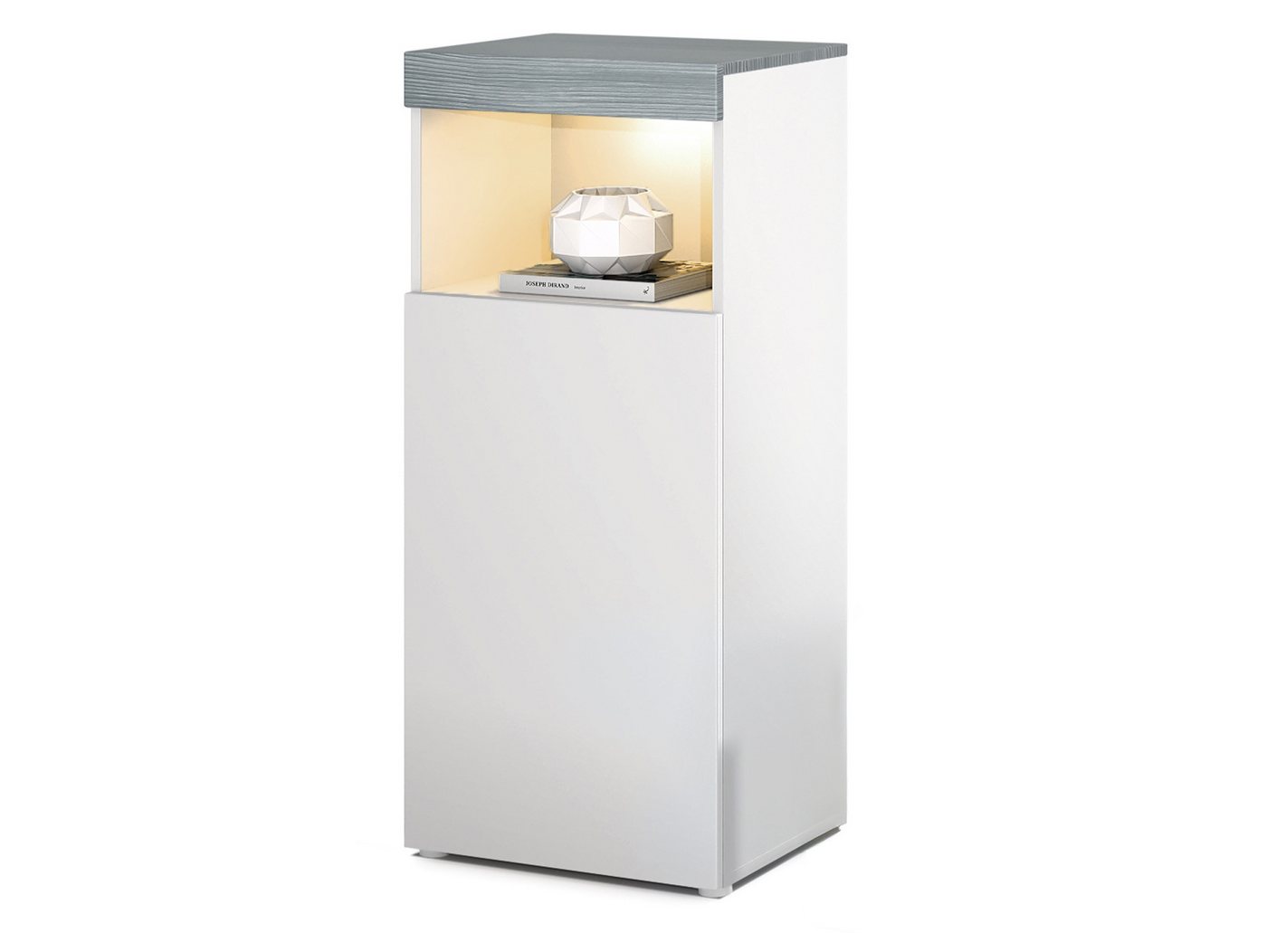 Vladon Standvitrine Pure (Vitrine, Korpus, Avola-Anthrazit Front mit LED Beleuchtung) Farbige oberfront von Vladon