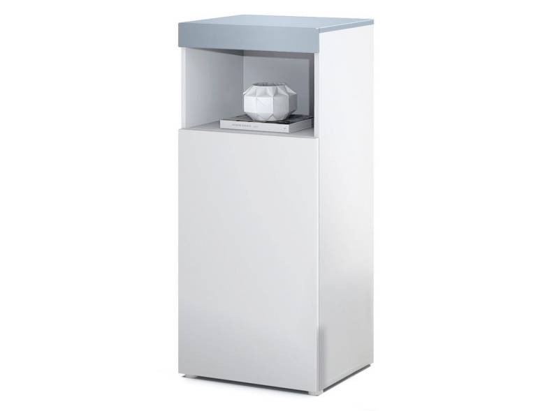 Vladon Standvitrine Pure (Vitrine, Korpus, Denim matt Front ohne LED Beleuchtung) Farbige oberfront von Vladon