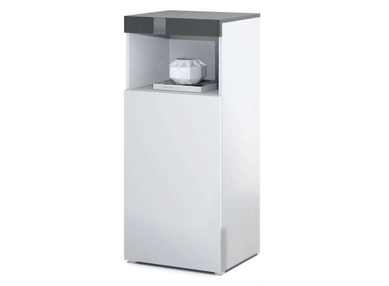 Vladon Standvitrine Pure (Vitrine, Korpus, Grau Hochglanz Front ohne LED Beleuchtung) Farbige oberfront von Vladon