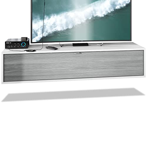 Vladon TV Board Lana 140 Hängeschrank Lowboard 140 x 29 x 37 cm, Made in Germany, Korpus in Weiß matt, Fronten in Avola-Anthrazit | Große Farbauswahl Vladon TV Board Lana 140 Hängeschrank Lowboard 140 x 29 x 37 cm, Made in Germany, Korpus in Weiß matt, Fronten in Avola-Anthrazit | Große Farbauswahl von Vladon