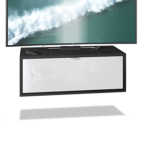 Vladon TV Board Lana 80 Hängeschrank Lowboard 80 x 29 x 37 cm, Made in Germany, Korpus in Schwarz matt, Fronten in Weiß Hochglanz | Große Farbauswahl Vladon TV Board Lana 80 Hängeschrank Lowboard 80 x 29 x 37 cm, Made in Germany, Korpus in Schwarz matt, Fronten in Weiß Hochglanz | Große Farbauswahl von Vladon