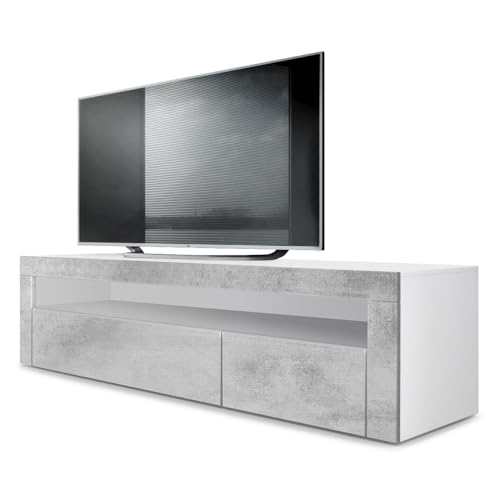 Vladon Lowboard Valencia, Made in Germany, TV-Kommode mit 1 offenem Fach und 2 Klappen, Weiß matt/Beton Oxid Optik/Beton Oxid Optik (155 x 46 x 40 cm) Vladon Lowboard Valencia, Made in Germany, TV-Kommode mit 1 offenem Fach und 2 Klappen, Weiß matt/Beton Oxid Optik/Beton Oxid Optik (155 x 46 x 40 cm) von Vladon
