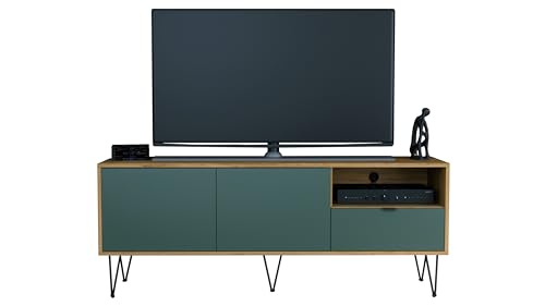 Vladon TV-Board Marino, Lowboard mit 2 Türen und 1 Schublade Fjord Grün, Made in Germany, Korpus Eiche Evoke (152,5 x 60,5 x 37 cm) von Vladon
