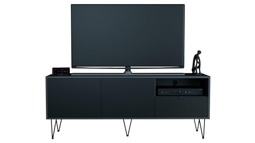 Vladon TV-Board Marino, Lowboard mit 2 Türen und 1 Schublade Schwarz matt, Made in Germany, Korpus Anthrazit matt (152,5 x 60,5 x 37 cm) von Vladon