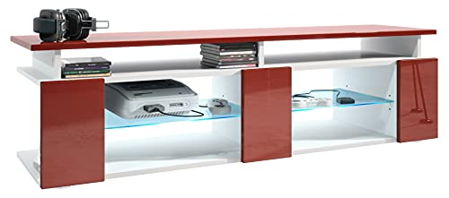 Vladon TV Board Movie V2 Game On Lowboard 138,5 x 39 x 39 cm, Korpus in Weiß matt, Fronten in Bordeaux Hochglanz Vladon TV Board Movie V2 Game On Lowboard 138,5 x 39 x 39 cm, Korpus in Weiß matt, Fronten in Bordeaux Hochglanz von Vladon