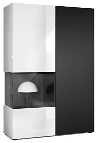 Vladon Vitrine Kommode Hochschrank Morena, Made in Germany, Korpus in Weiß matt/Rechte Tür und der Einsatz in Schwarz Matt Vladon Vitrine Kommode Hochschrank Morena, Made in Germany, Korpus in Weiß matt/Rechte Tür und der Einsatz in Schwarz Matt von Vladon