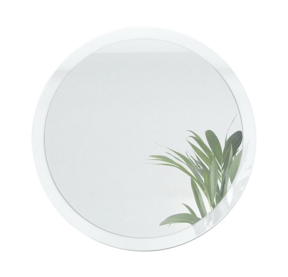 Vladon Wandspiegel Globe (dekorativer runder Spiegel, für Flur und Wohnzimmer mit MDF-Rahmen), in Weiß Hochglanz (80 cm Durchmesser) von Vladon