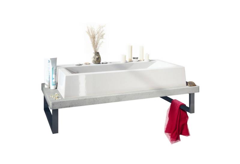 Vladon Waschbeckenunterschrank Nizza (Waschbecken, mit Waschtischplatte und Metall-Halterung) Beton Oxid Optik von Vladon