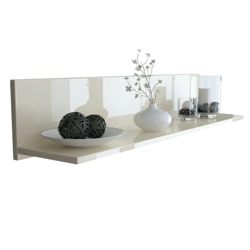 Vladon Wandregal Skadu, Made in Germany, Schweberegal mit praktischer Ablage, Creme Hochglanz (97,5 x 18,5 x 18,5 cm) Vladon Wandregal Skadu, Made in Germany, Schweberegal mit praktischer Ablage, Creme Hochglanz (97,5 x 18,5 x 18,5 cm) von Vladon