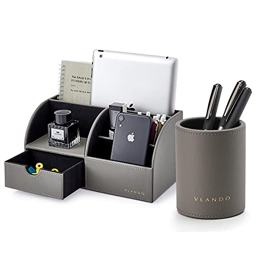 Vlando Office Supplies Schreibtisch-Organizer-Caddy, Schreibtisch-Hängemappe Brief Dokument Aufbewahrung Halter mit Schublade Organizer Fach für Büro Zuhause (Set von 1 Stück) Grau von Vlando