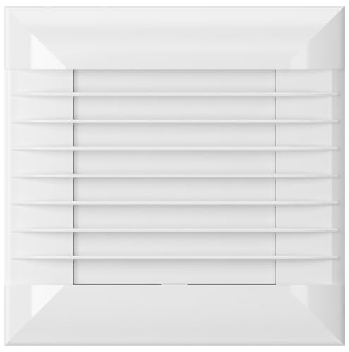 Vlano FLAP 125 TIMER Badlüfter, Selbstschließende Jalousien, Nachlauffunktion, 125 mm, 130 m³/h, Weiß, WC Lüfter, Abluftlüfter mit automatischen Jalousien, Timer, Nachlauf, IP 24 von Vlano
