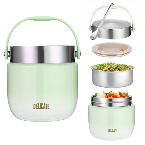 Thermobehälter für Essen 1200ml Edelstahl Warmhaltebehälter mit Faltbaren Löffel Thermobecher Essen Isolierter Lebensmittelbehälter Thermobox, Lunchbox Thermo Kinder Erwachsene für die Aufbewahrung vo von Vlecexs