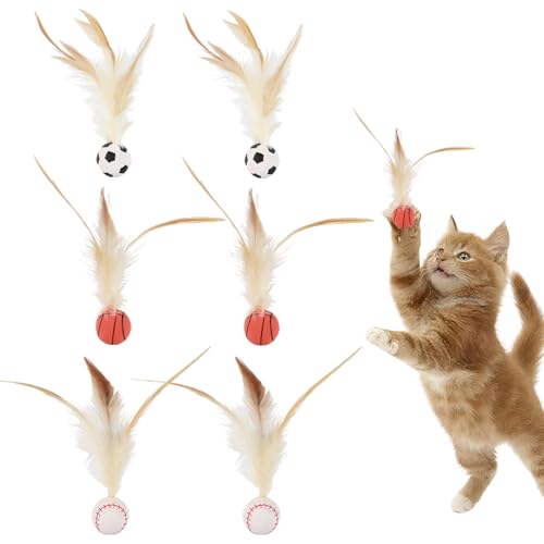 Vlecexs 6 Stück Feder GummibäLle Hüpffeder Selbstunterhaltung Katzenspielzeug Bewegung Kitten Mehrkatzenhaushalten Springbälle Interaktives Spiel Drinnendraußen Sportbälle Bälle von Vlecexs