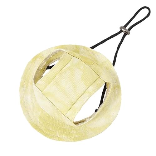 Vlecexs Haustier Fischerhut Sonnenschutz Katzen Kleine Sonnenhaube Hunde Baseballmütze Verstellbar Sommer Hundemütze Ohrlöchern Outdoor Aktivitäten Strand S 27cm Gelb von Vlecexs