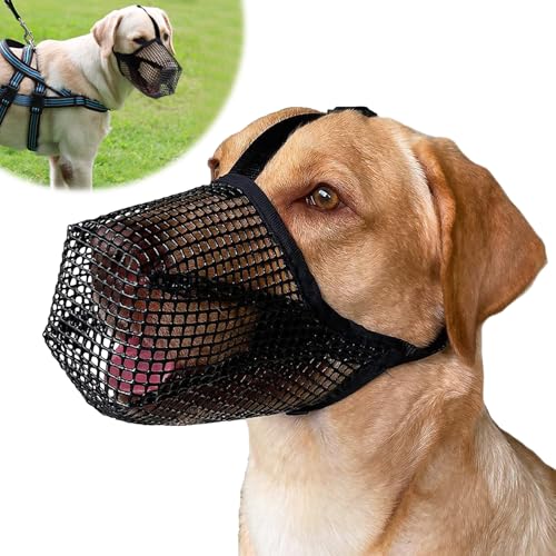 Vlecexs Maulkorb für Große Hunde, Maulkorbe Mittlere Hunde, Verstellbare Maulkorb mit Klettverschluss, Weiches Netz Atmungsaktive Haustier Maske Hundetraining für Kleine Mittelgroße Große Hund, XL von Vlecexs
