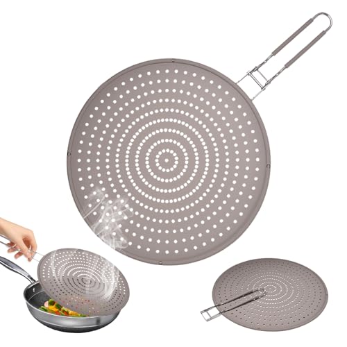 Vlecexs Spritzschutz aus Silikon, 32cm Fettspritzschutz, Pfannen Spritzschutz mit Klappbarem Griff, Schutz vor Fettspritzern zum Kochen und Braten von Vlecexs