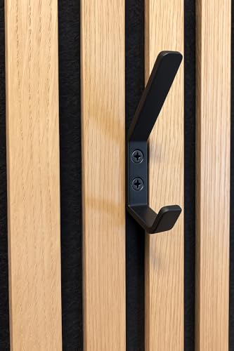 Vleugel® Doppelter Garderobenhaken für Akustik-Wandpaneele – Akupanel – akustische Paneele – Akustikpaneel – Akustikwand – Garderobenhaken – ohne Bohren – 1 Stück – Metall von Vleugel