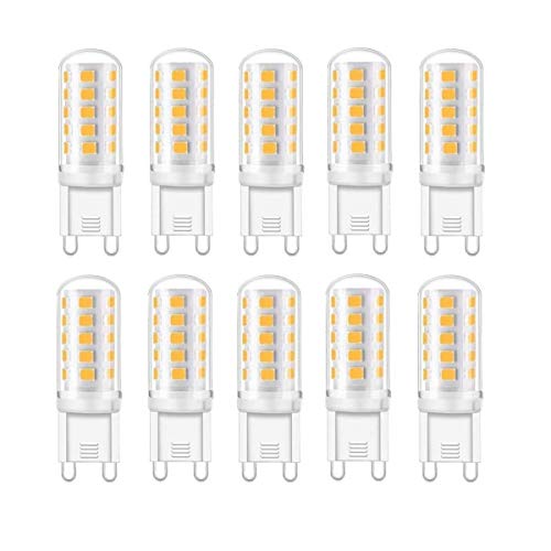 Vlio G9 LED Lampe, Warmweiß 3000K, 5W G9 LED Leuchtmittel, 400 Lumens, Kein Flackern, Nicht Dimmbar, G9 Glühbirne, LED Birne G9 Ersetzt 40W G9 Halogenlampe, 10er von Vlio