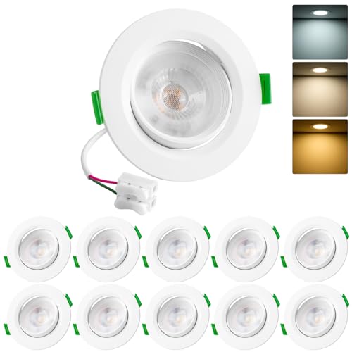 Vlio LED Einbaustrahler 230V Schwenkbar, LED Spots 5W 460LM Warmweiß Neutralweiß Kaltweiß, IP44 75mm-85mm Lochmaß, 24mm Ultra Flach Deckenspots für Badezimmer Küche, 10er Set Vlio LED Einbaustrahler 230V Schwenkbar, LED Spots 5W 460LM Warmweiß Neutralweiß Kaltweiß, IP44 75mm-85mm Lochmaß, 24mm Ultra Flach Deckenspots für Badezimmer Küche, 10er Set von Vlio