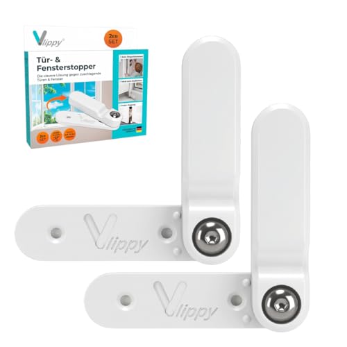 Vlippy Tür- & Fensterstopper 2 Stück | Verhindert das Zuschlagen von Fenstern & Türen, endlich Lüften ohne Sorge | Einfache Montage ohne Bohren - einfach kleben, vlippen, fertig Vlippy Tür- & Fensterstopper 2 Stück | Verhindert das Zuschlagen von Fenstern & Türen, endlich Lüften ohne Sorge | Einfache Montage ohne Bohren - einfach kleben, vlippen, fertig von Vlippy