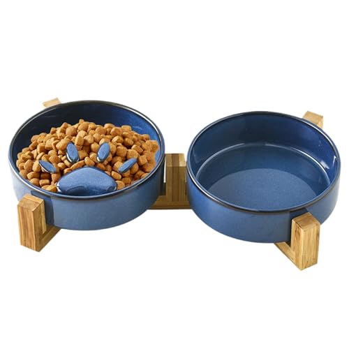 Vllold Futternapf für Hunde mit niedlichem Pfotenmotiv, Keramik-Futter- und Wassernapf, Futterstation für Haustiere, zum, Trinken, Welpen, stehend, für drinnen und draußen, Hof, Garten, Auto von Vllold