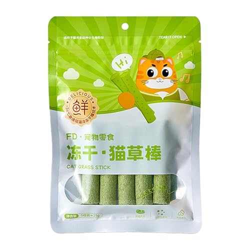 Vllold Gefriergetrocknetes, rohes Katzenfutter, sanftes natürliches Kauspielzeug – Zahnreinigung, Katzengras-Stickfutter für kleine, mittelgroße und große Katzen von Vllold