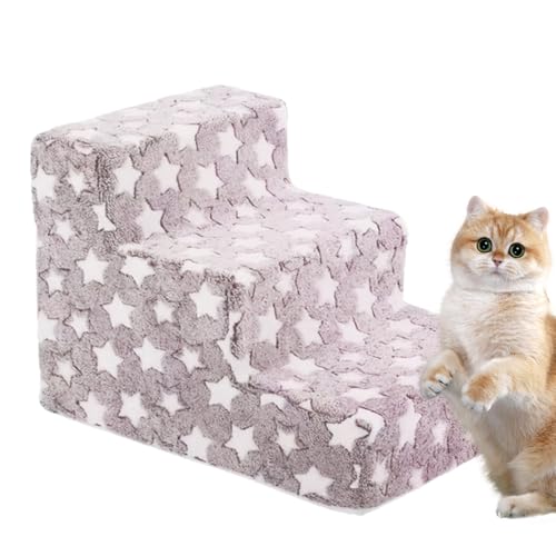 Vllold Hundetreppe | 3-stufige Hundetreppe für kleine Katzen, waschbar, ausgewogene Haustierrampe, abnehmbare Katzenleiter für Innenbereich, Schlafzimmer, Fensterbänke, Stuhl Vllold Hundetreppe | 3-stufige Hundetreppe für kleine Katzen, waschbar, ausgewogene Haustierrampe, abnehmbare Katzenleiter für Innenbereich, Schlafzimmer, Fensterbänke, Stuhl von Vllold