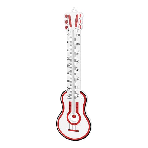 Vllold Temperaturmesser,Innenthermometer - Genaue Temperaturüberwachung und Luftfeuchtigkeitsanzeige in Gitarrenform - -30℃~50℃ Bereich Tragbares Thermometer Feuchtigkeitsmessgerät für Cello, von Vllold