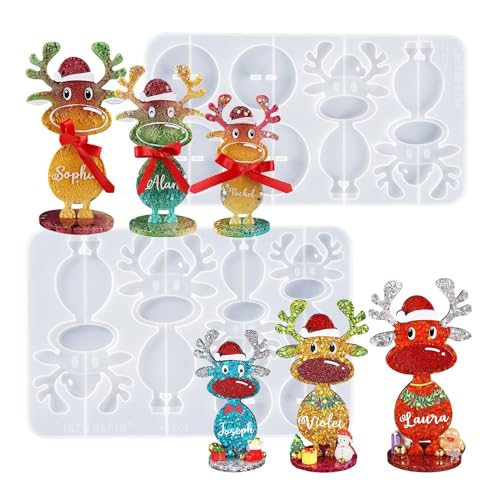 Vllold Weihnachtliche Harzformen | Stehende Rentier-Silikonharz-Formen, saisonale Feiertagskunst, Bastelformen für Ton, Epoxid-Gießpaste, Heimdekoration von Vllold