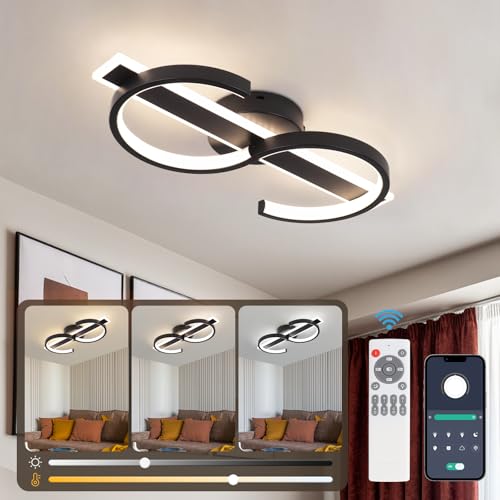 Vloitgol LED Deckenleuchte Dimmbar 45cm 35W Deckenlampe Schwarz Wohnzimmerlampe mit Fernbedienung Moderne Deckenleuchte LED Schlafzimmerlampe Arbeitzimmer Büro Modern Led deckenbeleuchtung - Schwarz Vloitgol LED Deckenleuchte Dimmbar 45cm 35W Deckenlampe Schwarz Wohnzimmerlampe mit Fernbedienung Moderne Deckenleuchte LED Schlafzimmerlampe Arbeitzimmer Büro Modern Led deckenbeleuchtung - Schwarz von Vloitgol