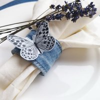 Denim Serviettenringe Schmetterlinge 4Er Set Hochzeit Tischdekoration Kichen Dekor von VmCreativeUpcycling