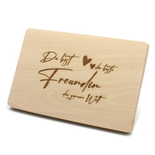 Frühstücksbrettchen für die Freundin für zb. Geburtstag Essbrett Schneidbrett Holz Brotzeitbrett (Beste Freundin) von VmG-Store