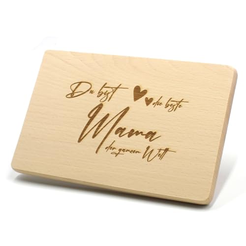 Frühstücksbrettchen für Mama zum Muttertag/Geburtstag Essbrett Schneidbrett Holz Brotzeitbrett (Beste Mama) von VmG-Store
