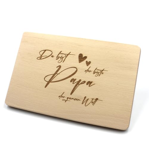 Frühstücksbrettchen für Papa zum Vatertag/Geburtstag Essbrett Schneidbrett Holz Brotzeitbrett (Bester Papa) von VmG-Store