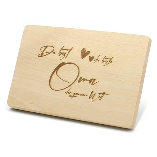 Frühstücksbrettchen für die Oma zum Muttertag/Geburtstag Essbrett Schneidbrett Holz Brotzeitbrett (Beste Oma) von VmG-Store