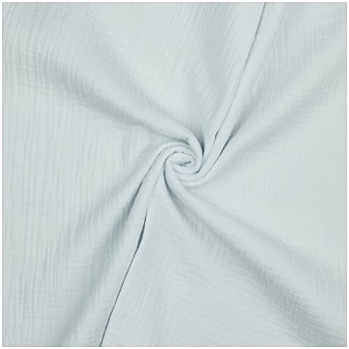 VmG-Store Double Gauze Musselin Stoff Tex + GOTS zertifiziert Uni Meterware über 40 Farben 100% Baumwolle (004 I Weiß, 100 x 135cm) von VmG-Store