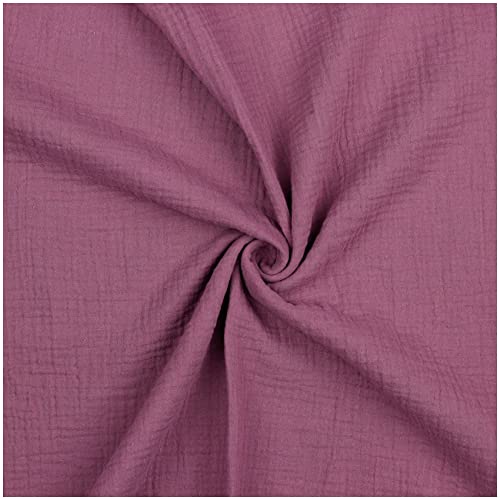 VmG-Store Double Gauze Musselin Stoff Tex + GOTS zertifiziert Uni Meterware über 40 Farben 100% Baumwolle (013 I Lila, 100 x 135cm) von VmG-Store