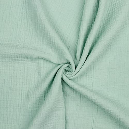 VmG-Store Double Gauze Musselin Stoff Tex zertifiziert Uni Meterware über 40 Farben 100% Baumwolle (016 I Mint, 100 x 135cm) von VmG-Store
