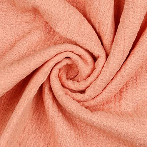 VmG-Store Double Gauze Musselin Stoff Tex + GOTS zertifiziert Uni Meterware über 40 Farben 100% Baumwolle (019 I Salmon, 100 x 135cm) von VmG-Store