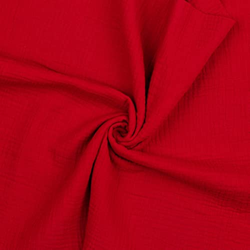 VmG-Store Double Gauze Musselin Stoff Tex + GOTS zertifiziert Uni Meterware über 40 Farben 100% Baumwolle (020 I Rot, 100 x 135cm) von VmG-Store